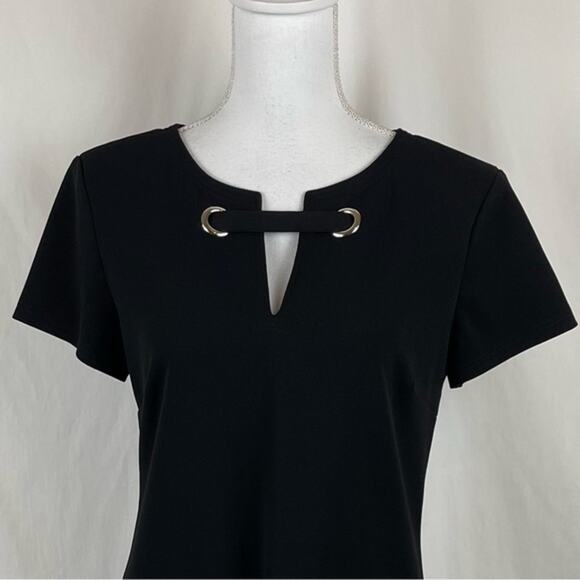 Tommy Hilfiger Black With Gold Detail Retro Y2K Shift Dress NWOT Size 8 - Picture 3 of 12